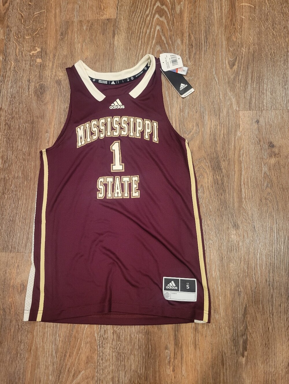 NWT Mens S Adidas Mississippi State Basketball Jersey Sleeveless Maroon